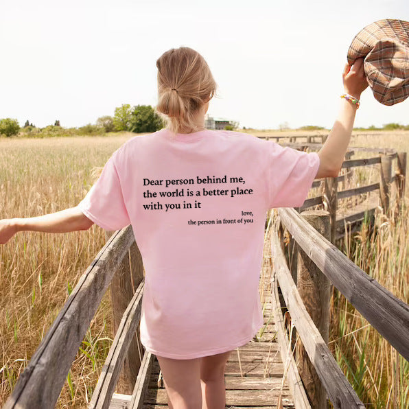 New Fashion Womens Letter T-Shirt Round Neck Short Sleeve Slogan Tee Top - CJ - mode24h